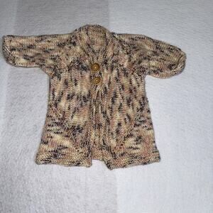 Hand Knitted Sweater. Toddler Girl Pink And Cream